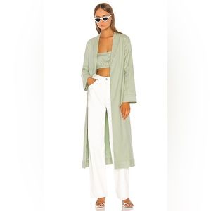 SONG OF STYLE Mori Linen Blend Duster Robe in Sage Green size M
